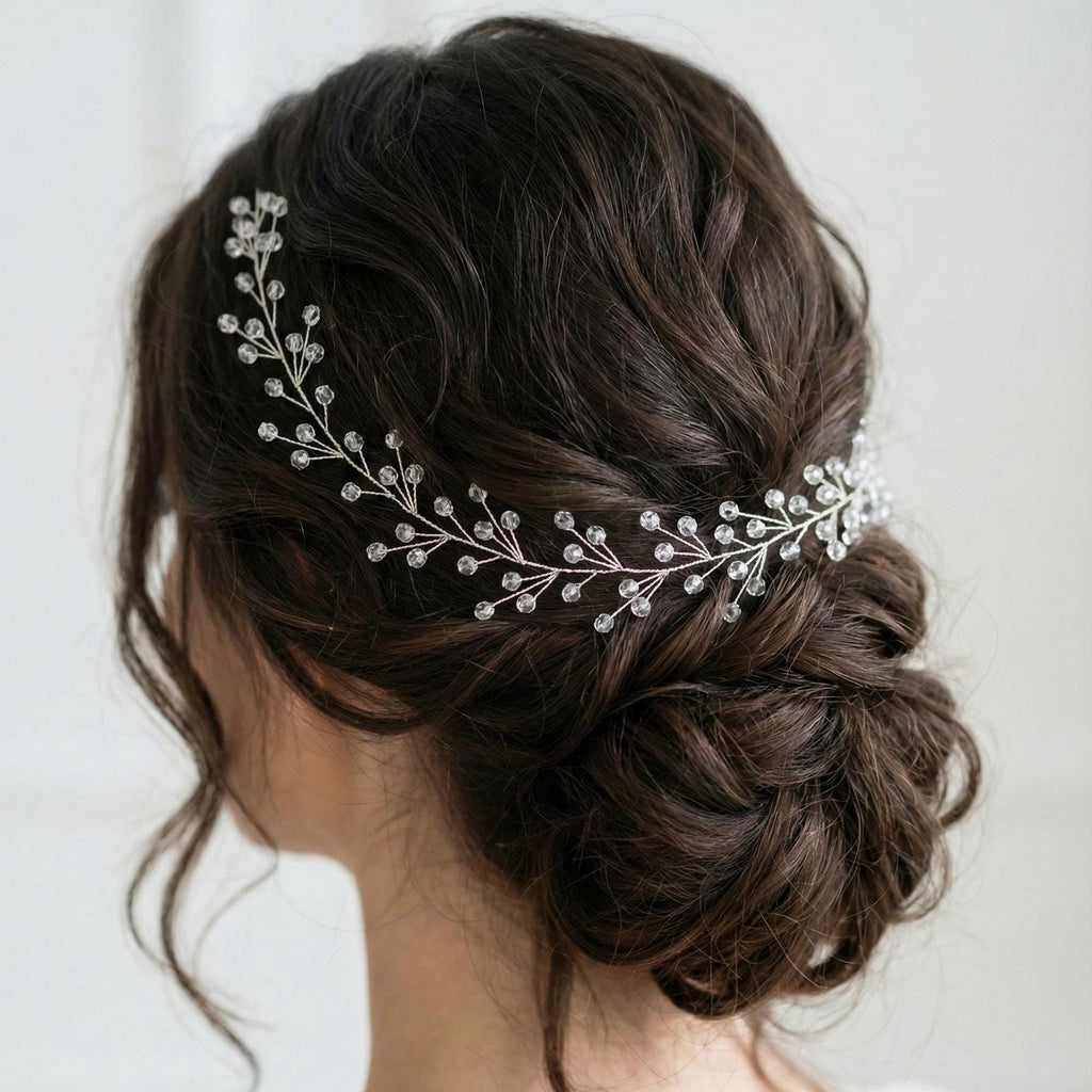Facettierte Kristall Haarranke in Gold oder Silber - AVYRAA BRIDAL