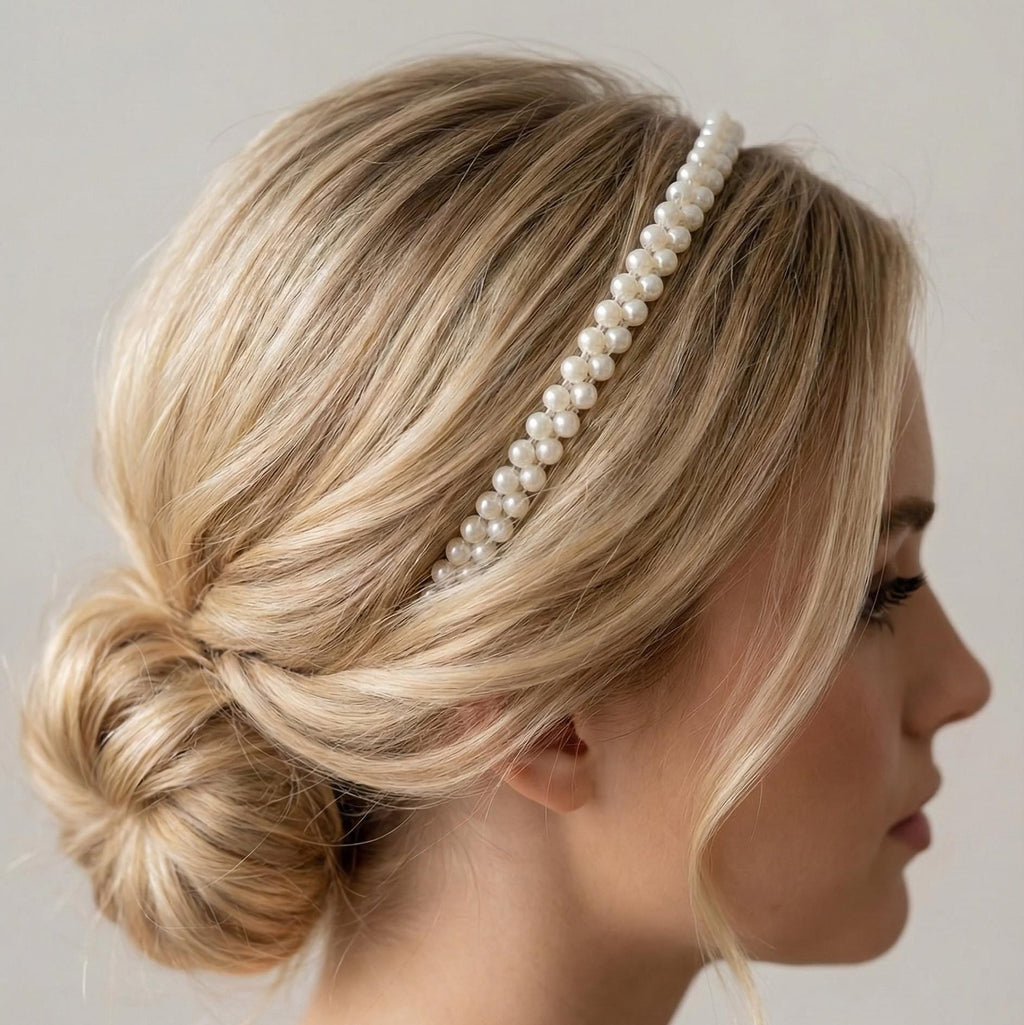 Feiner Perlen Haarreif für schlichte Brautfrisuren - AVYRAA BRIDAL