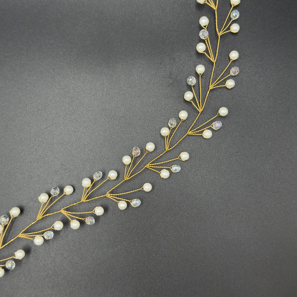 Flexible Haarranke mit Kristallen und runden Perlen - AVYRAA BRIDAL