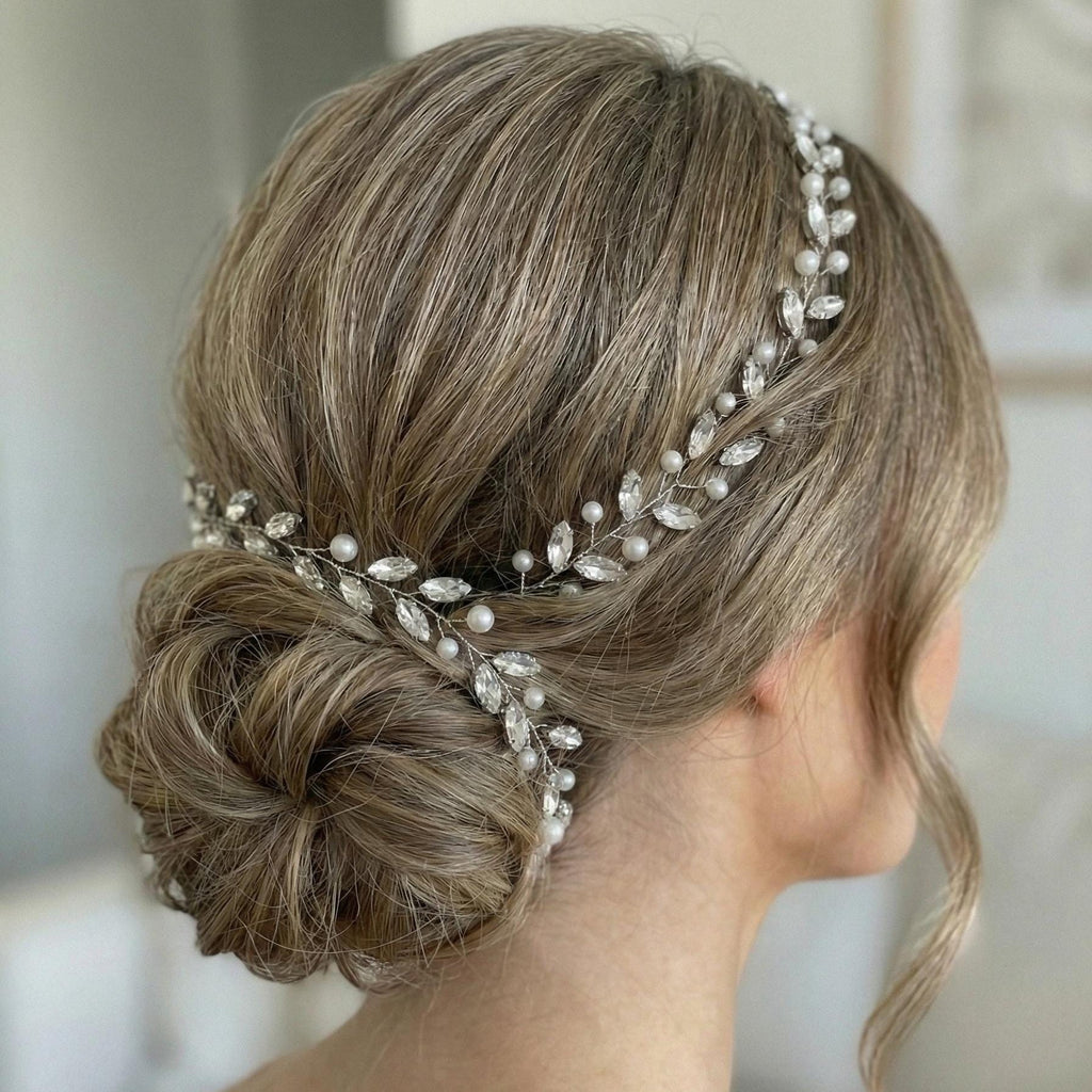 Flexible Haarranke mit marmorierten Perlen für Brautfrisuren - AVYRAA BRIDAL
