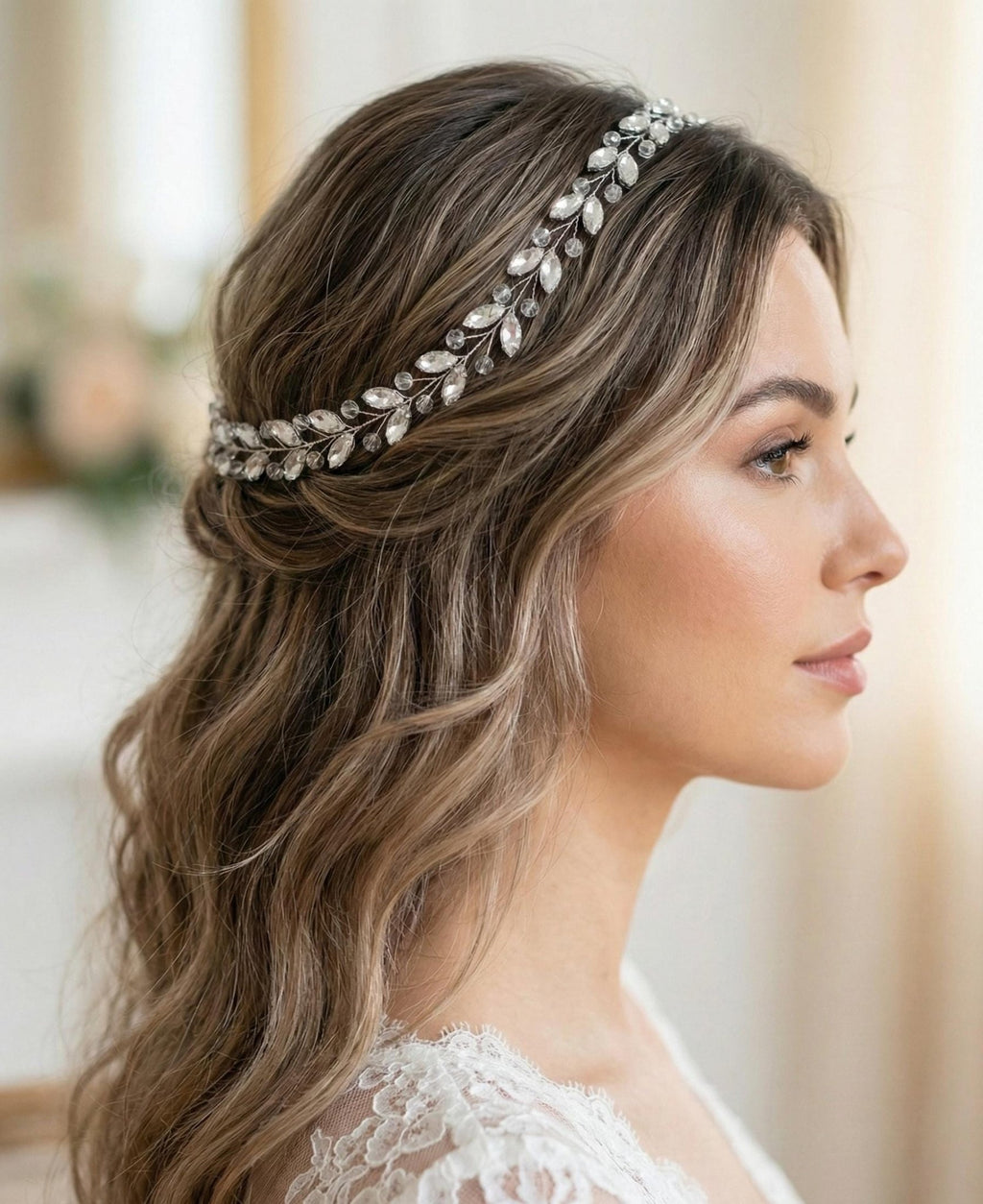 Flexible Kristall Haarranke 40 cm für Brautfrisuren - AVYRAA BRIDAL