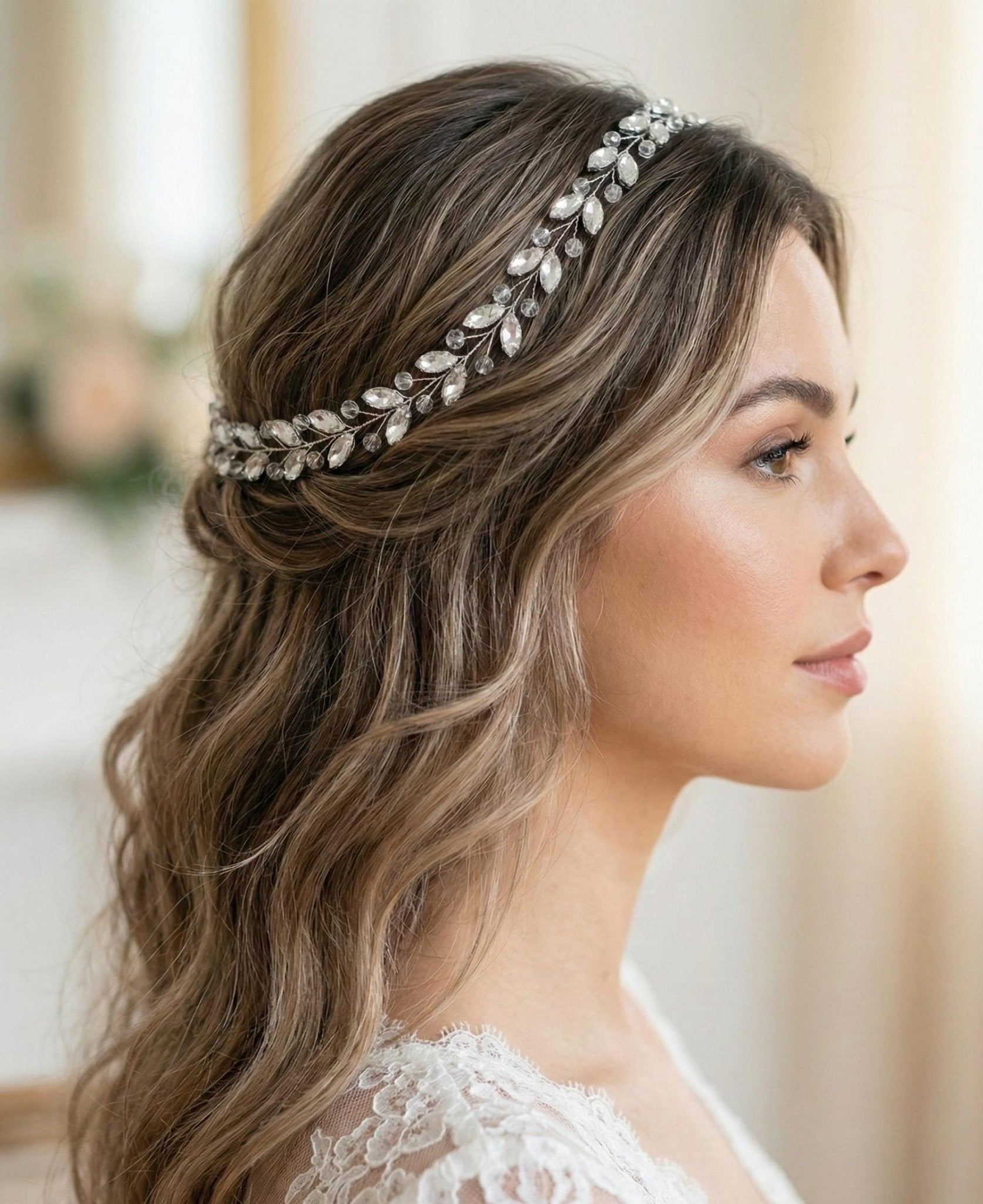 Flexible Kristall Haarranke 40 cm für Brautfrisuren - AVYRAA BRIDAL