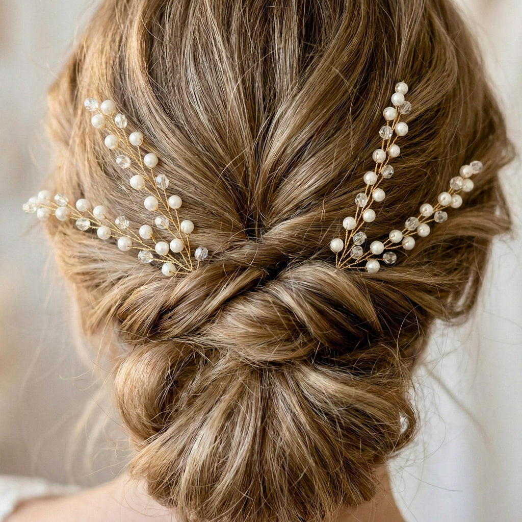 Goldene Perlen Haarnadeln für Brautfrisuren - AVYRAA BRIDAL