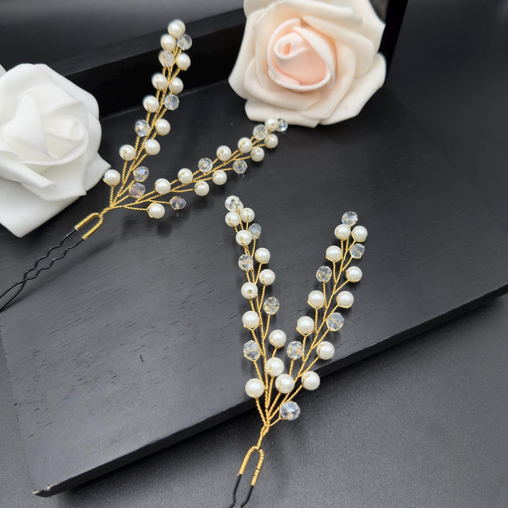Goldene Perlen Haarnadeln für Brautfrisuren - AVYRAA BRIDAL