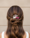 Haarspange mit Perlen, rosafarbenen Kristallen und Blättern – elegant & romantisch - AVYRAA BRIDAL