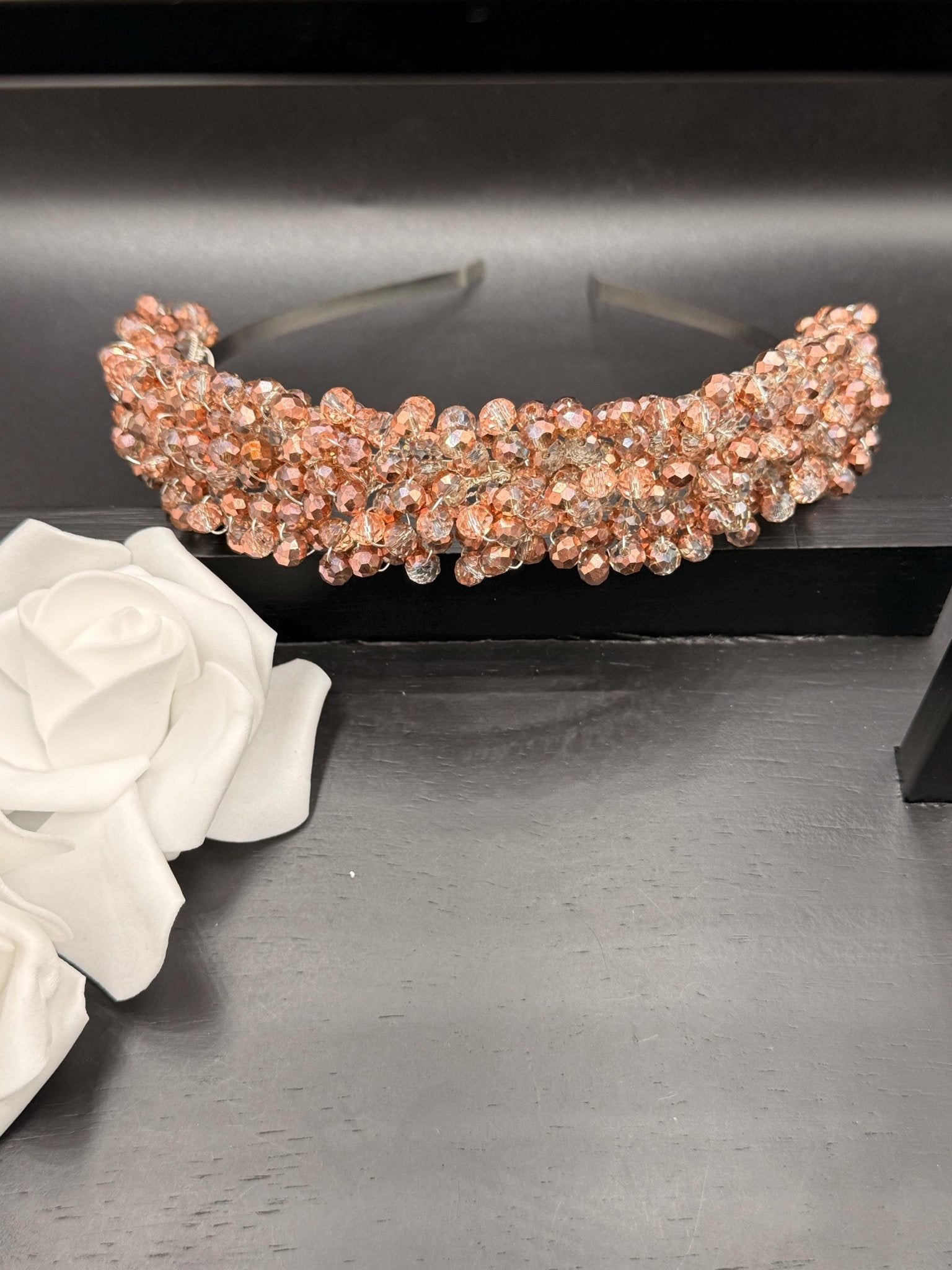 Handgefertigte Braut Tiara mit Champagner Kristallen – Eleganter Hochzeit Haarreif - AVYRAA BRIDAL