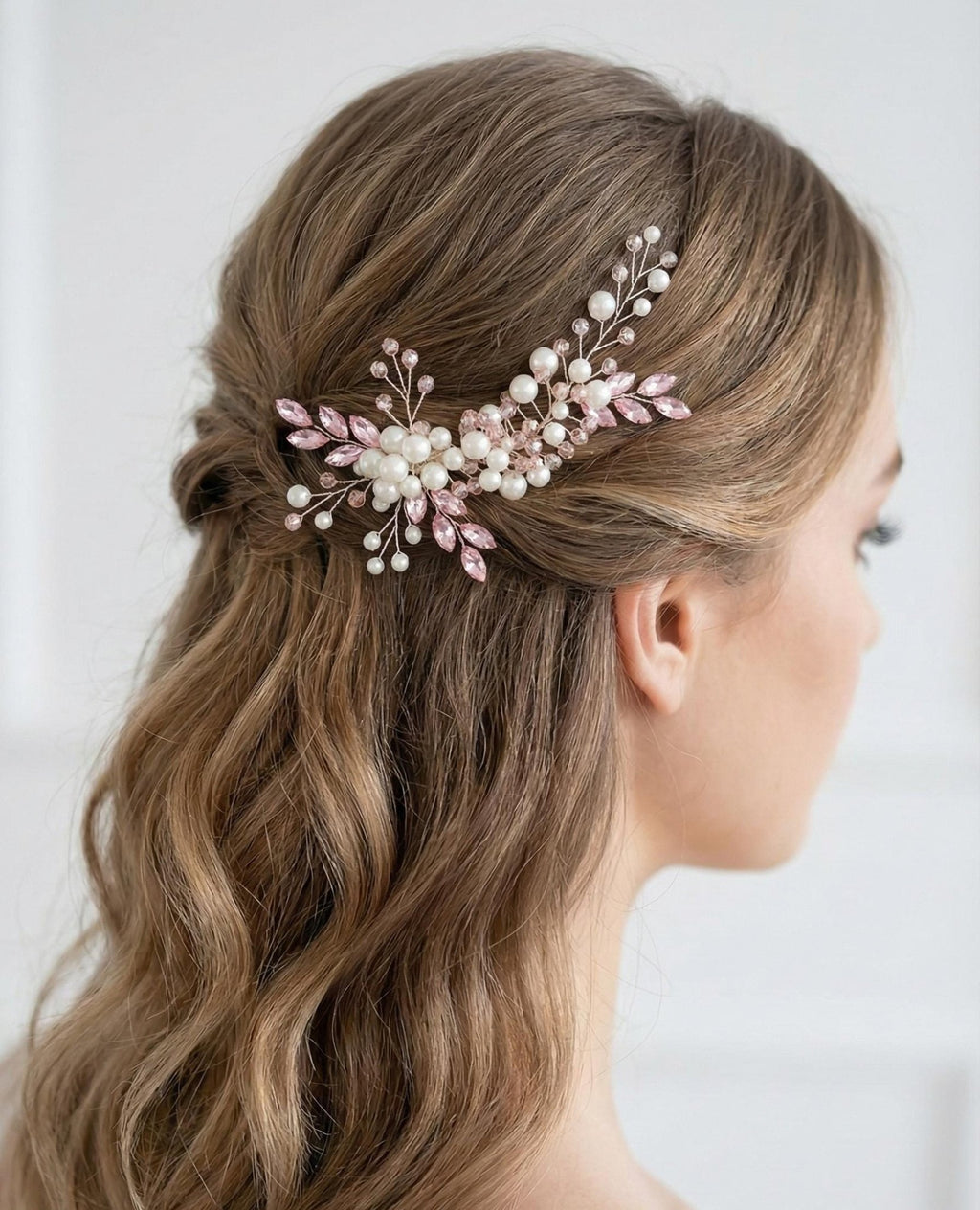 Handgefertigter Braut Haarkamm aus Perlen und Kristallen, Hochzeit Accessoire - AVYRAA BRIDAL