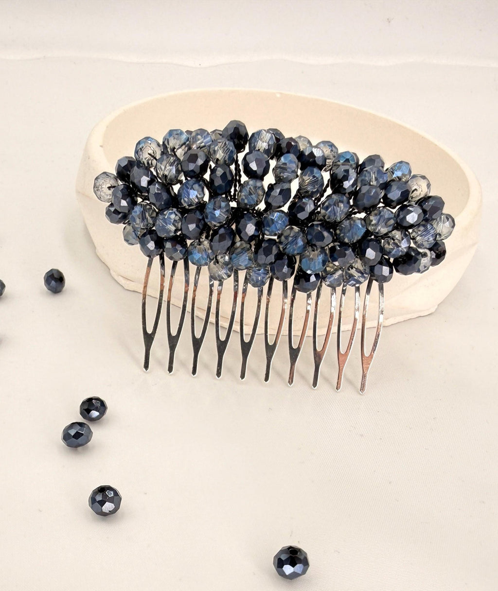Handgefertigtes blaues Kristall - Kronen - Haarband, eleganter Braut - Haarreif mit Steinakzenten, Hochzeit, Abend, festliche Event - AVYRAA BRIDAL