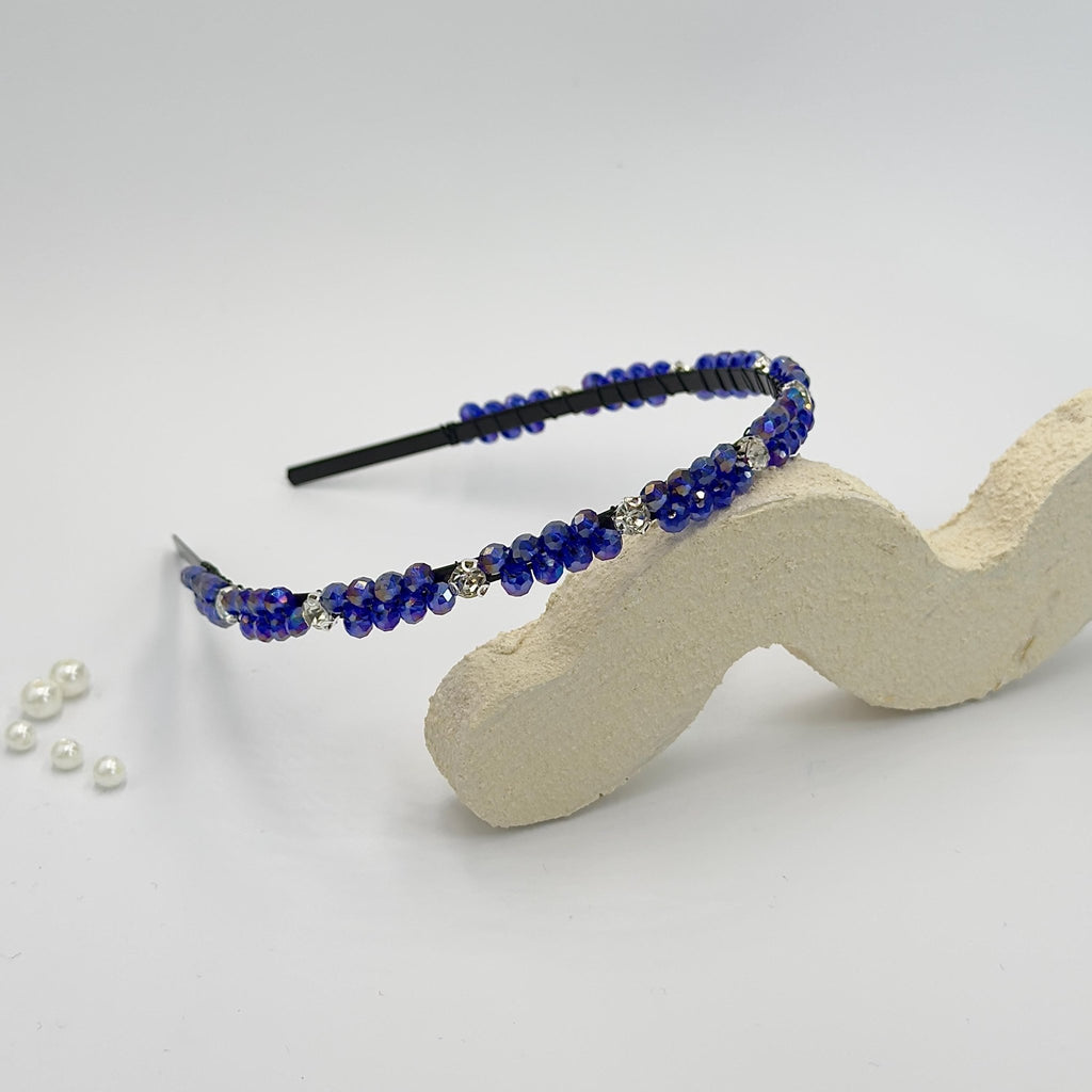Handgefertigtes Kristall - Haarband in Saphirblau, elegante blaue Kronen - Tiara mit tiefblauen Kristallen, Braut - und Abendmode, Hochzeits - AVYRAA BRIDAL