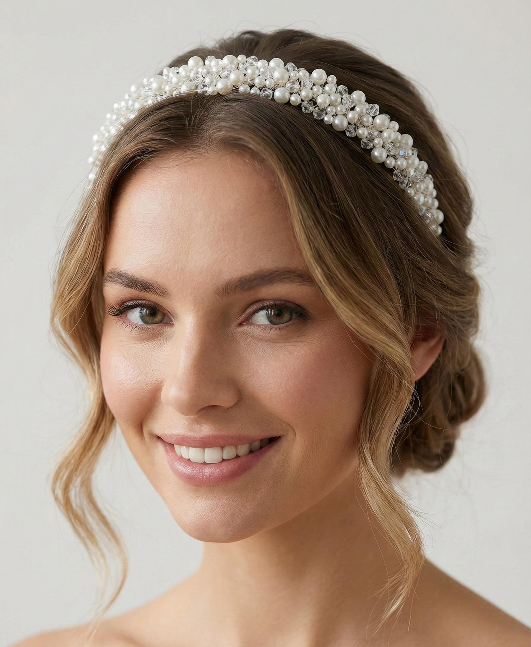 Braut Haarreif Kristall Perlen Draht Haarband Haarschmuck