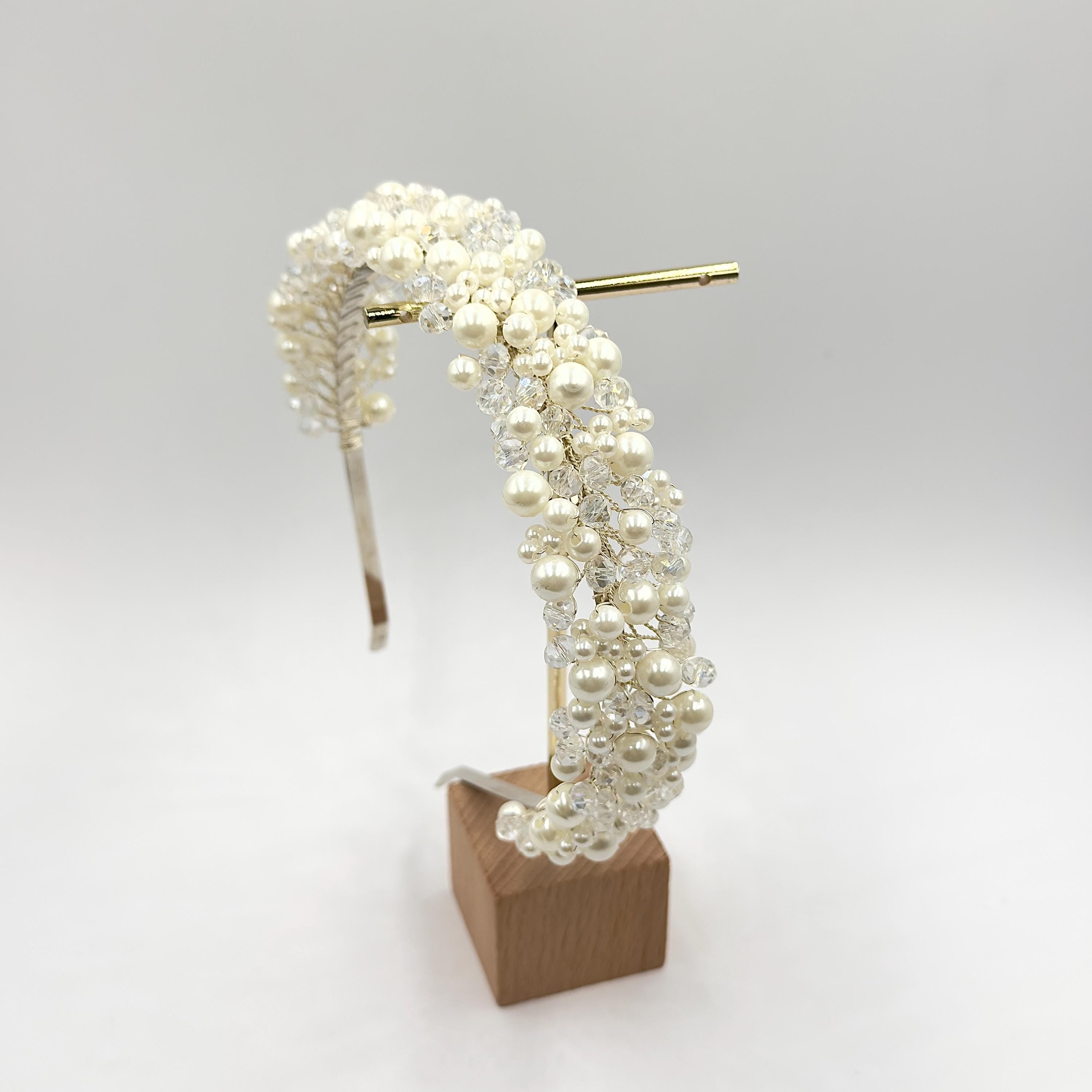 Braut Haarreif Kristall Perlen Draht Haarband Haarschmuck