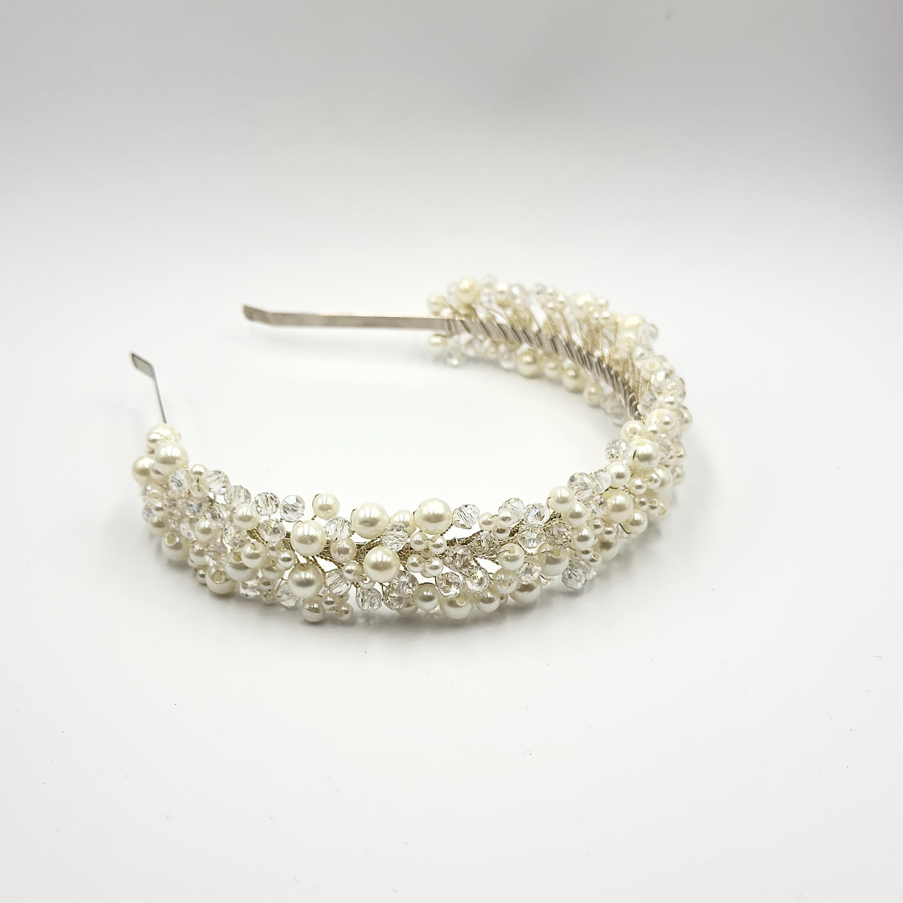 Braut Haarreif Kristall Perlen Draht Haarband Haarschmuck
