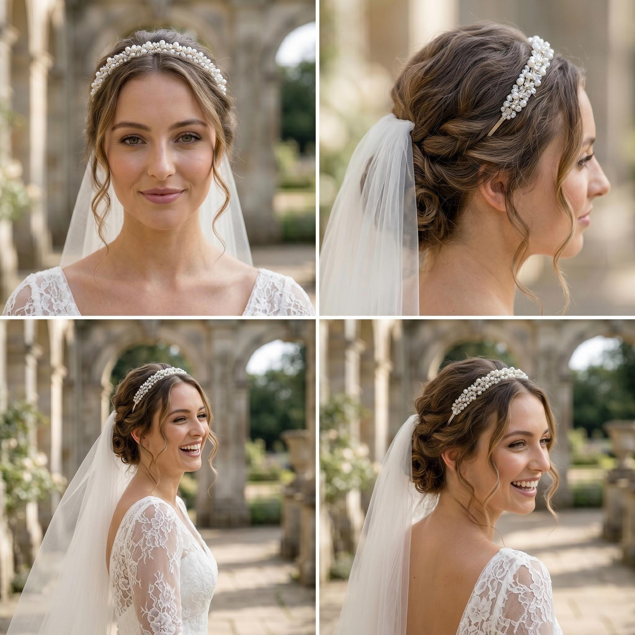Eleganter Braut Haarreif mit Perlen und Kristallen