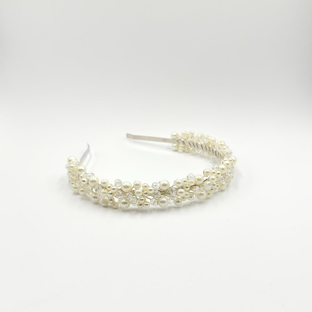Braut Haarreif Perlen Kristall Draht Diadem Haarschmuck
