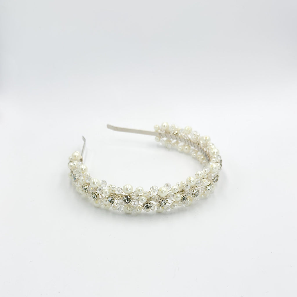 Eleganter Braut Haarreif mit Perlen und Kristallen