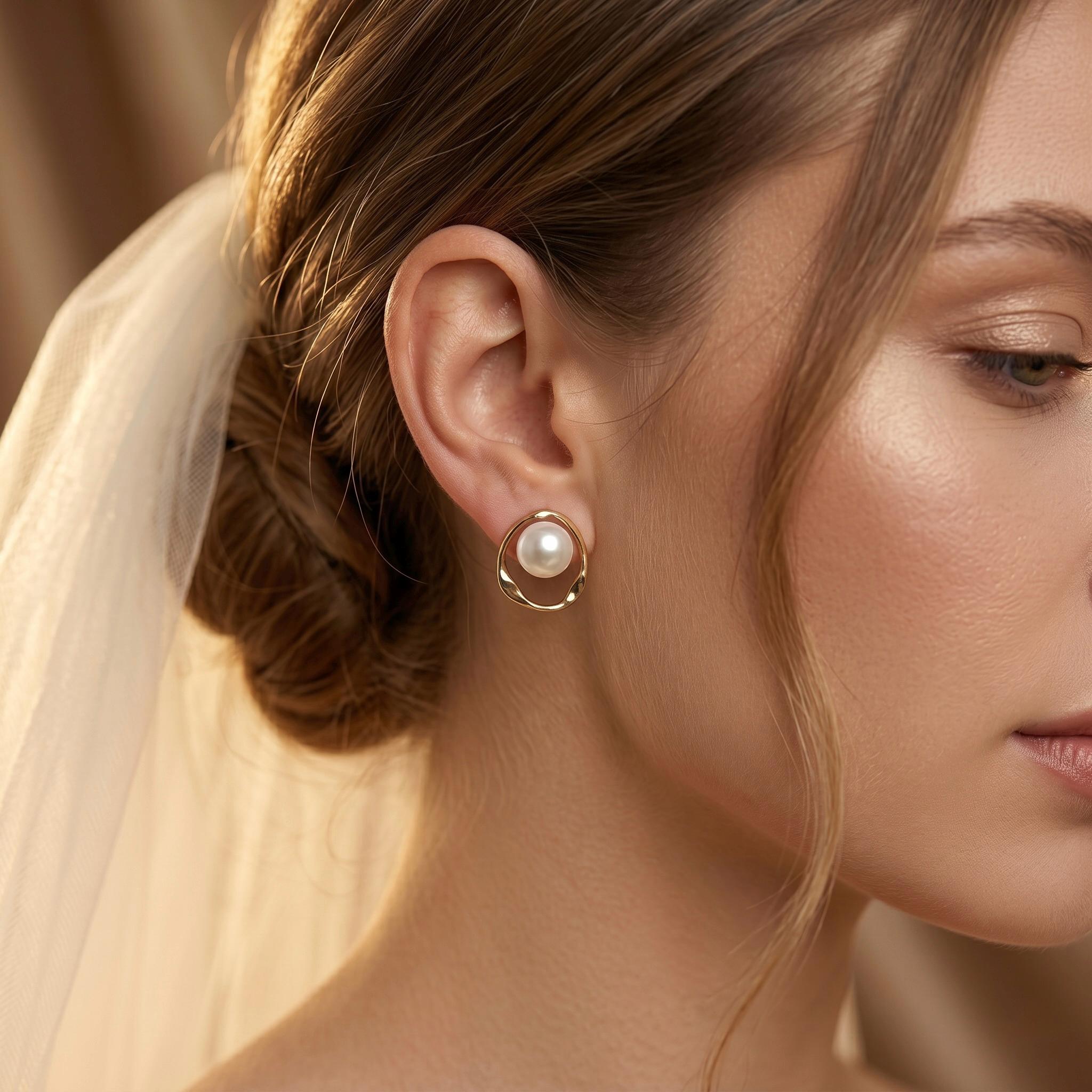 Vergoldete Süßwasserperlen Ohrringe für Brautlooks
