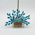 Braut Haarkamm Blau Kristall Silber Draht Haarschmuck