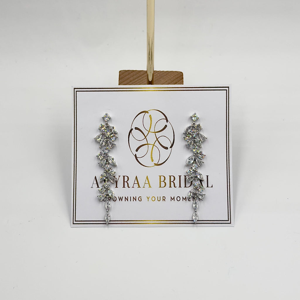Braut Ohrringe Kristall Silber Blumen Marquise Hochzeitsschmuck