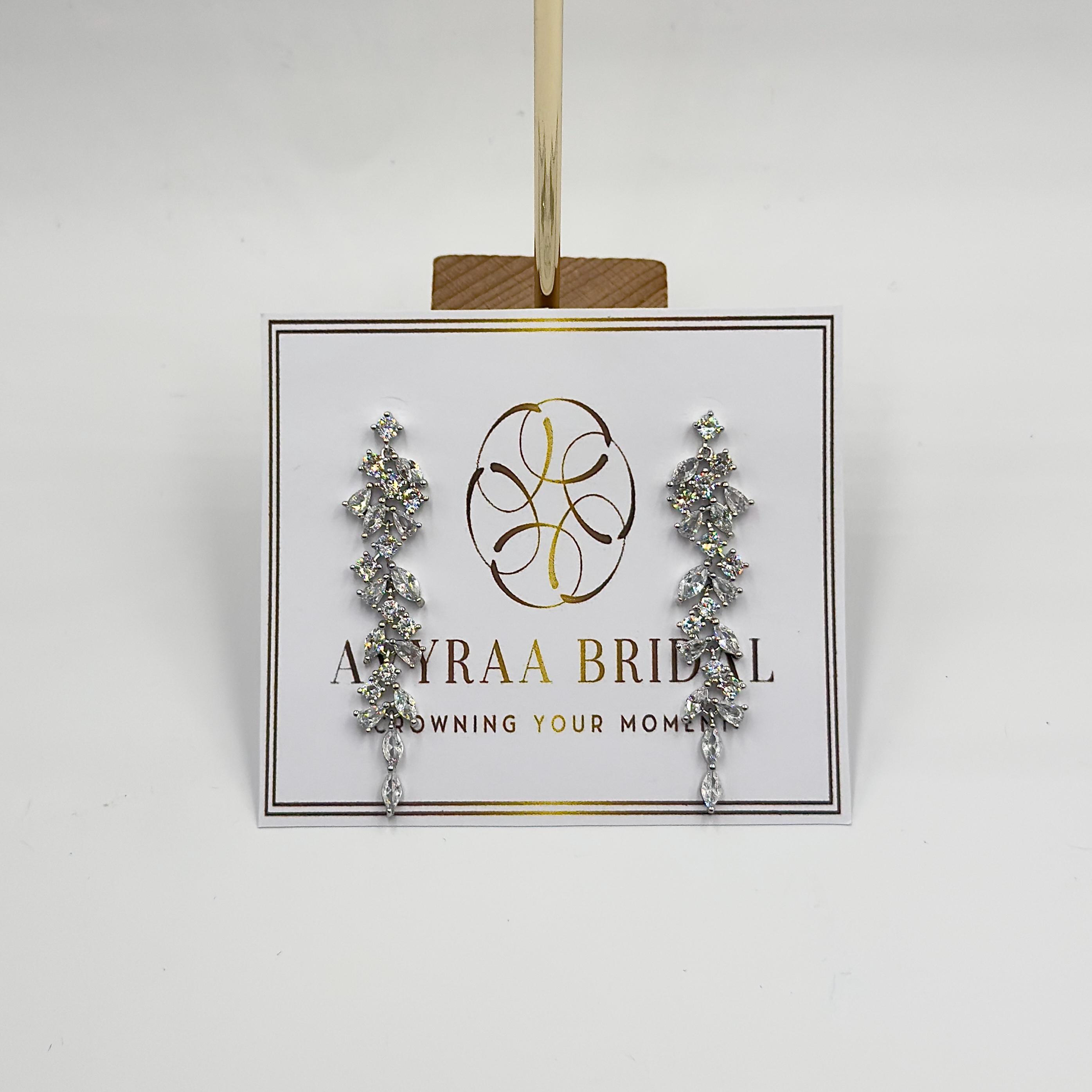 Braut Ohrringe Kristall Silber Blumen Marquise Hochzeitsschmuck