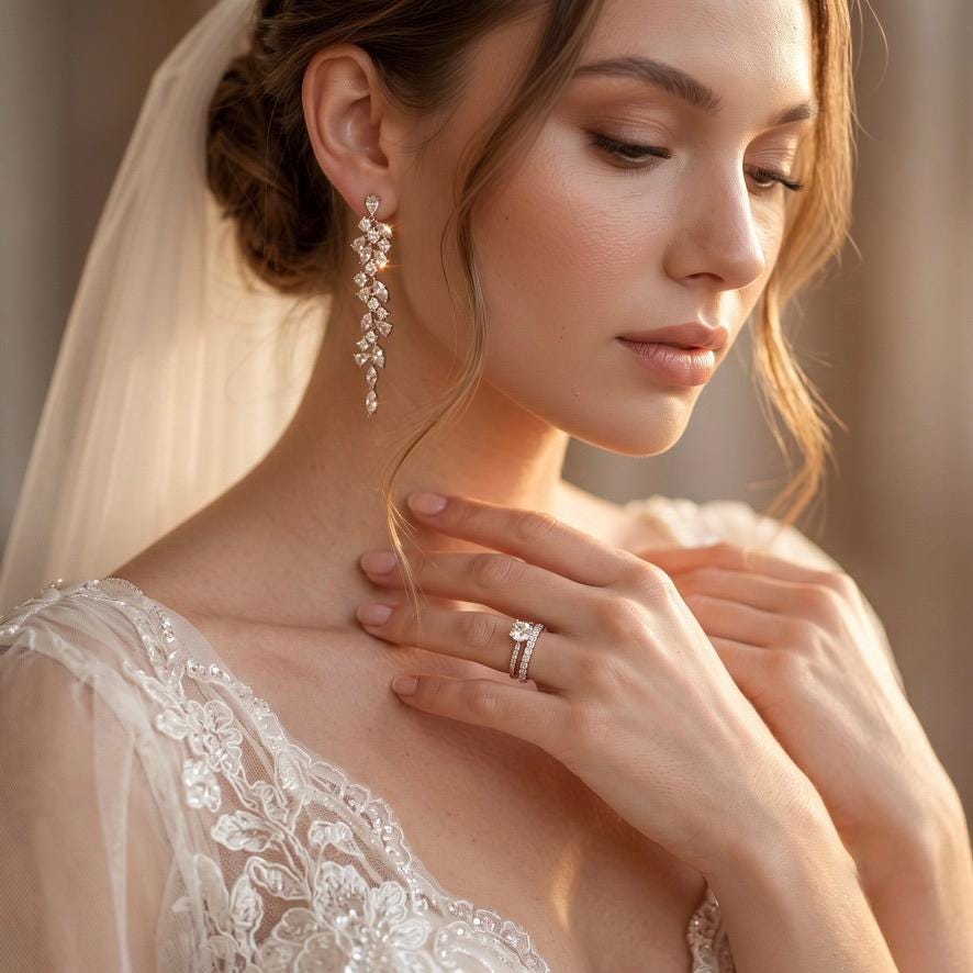 Braut Ohrringe Kristall Silber Blumen Marquise Hochzeitsschmuck
