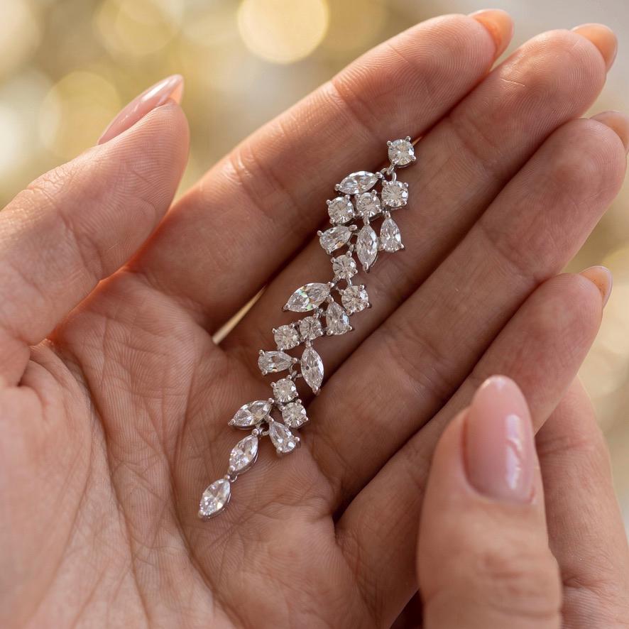 Braut Ohrringe Kristall Silber Blumen Marquise Hochzeitsschmuck