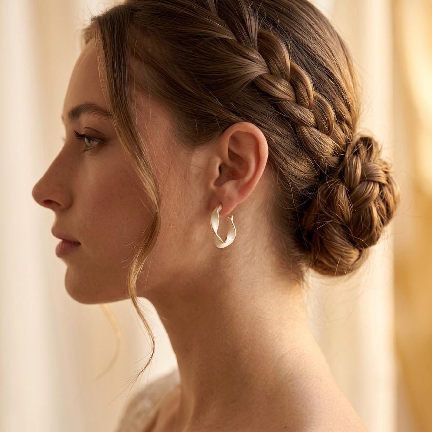 Braut Creolen Weiß Gold Statement Hochzeit Ohrringe