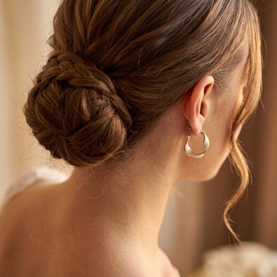 Braut Creolen Weiß Gold Statement Hochzeit Ohrringe
