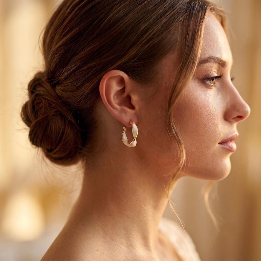 Braut Creolen Weiß Gold Statement Hochzeit Ohrringe