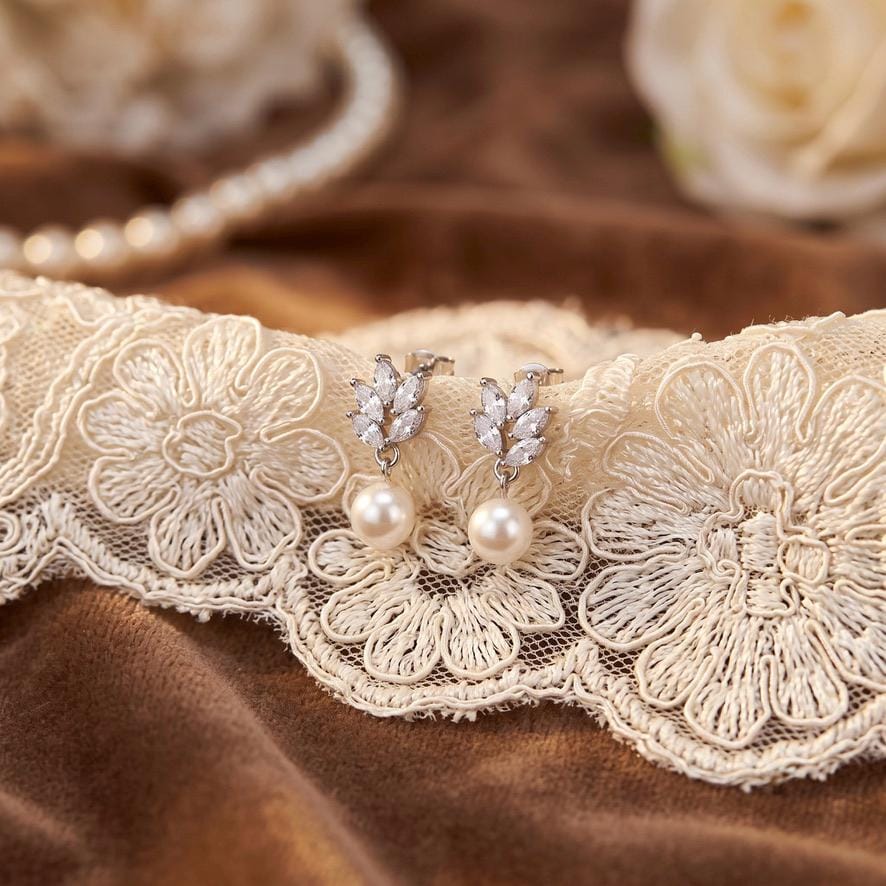 Braut Perlenohrringe mit Kristallen – Elegante Marquise Ohrringe für Hochzeit