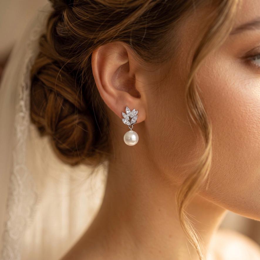 Braut Perlenohrringe mit Kristallen – Elegante Marquise Ohrringe für Hochzeit