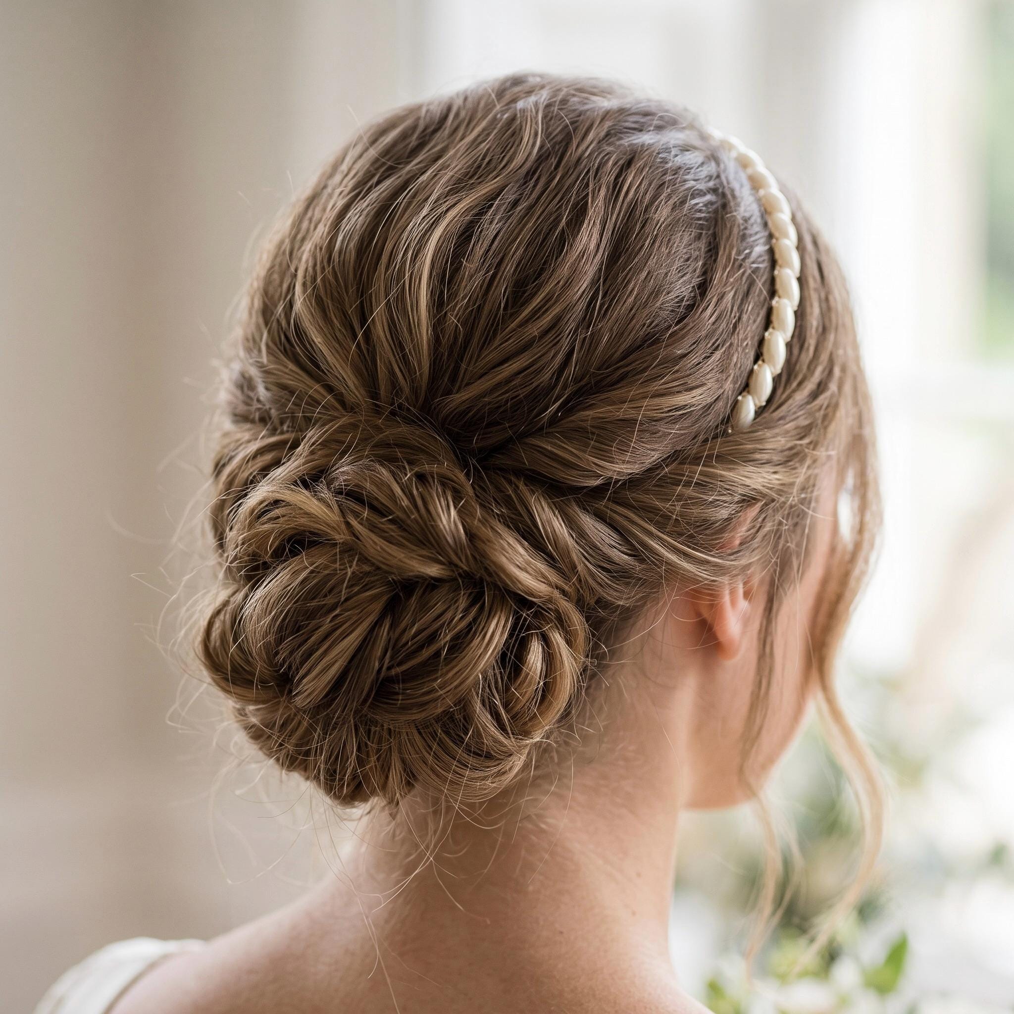 Brauthaarreif mit elfenbeinfarbenen Marquise-Elementen | Silberfarbener minimalistischer Haarschmuck für Hochzeit