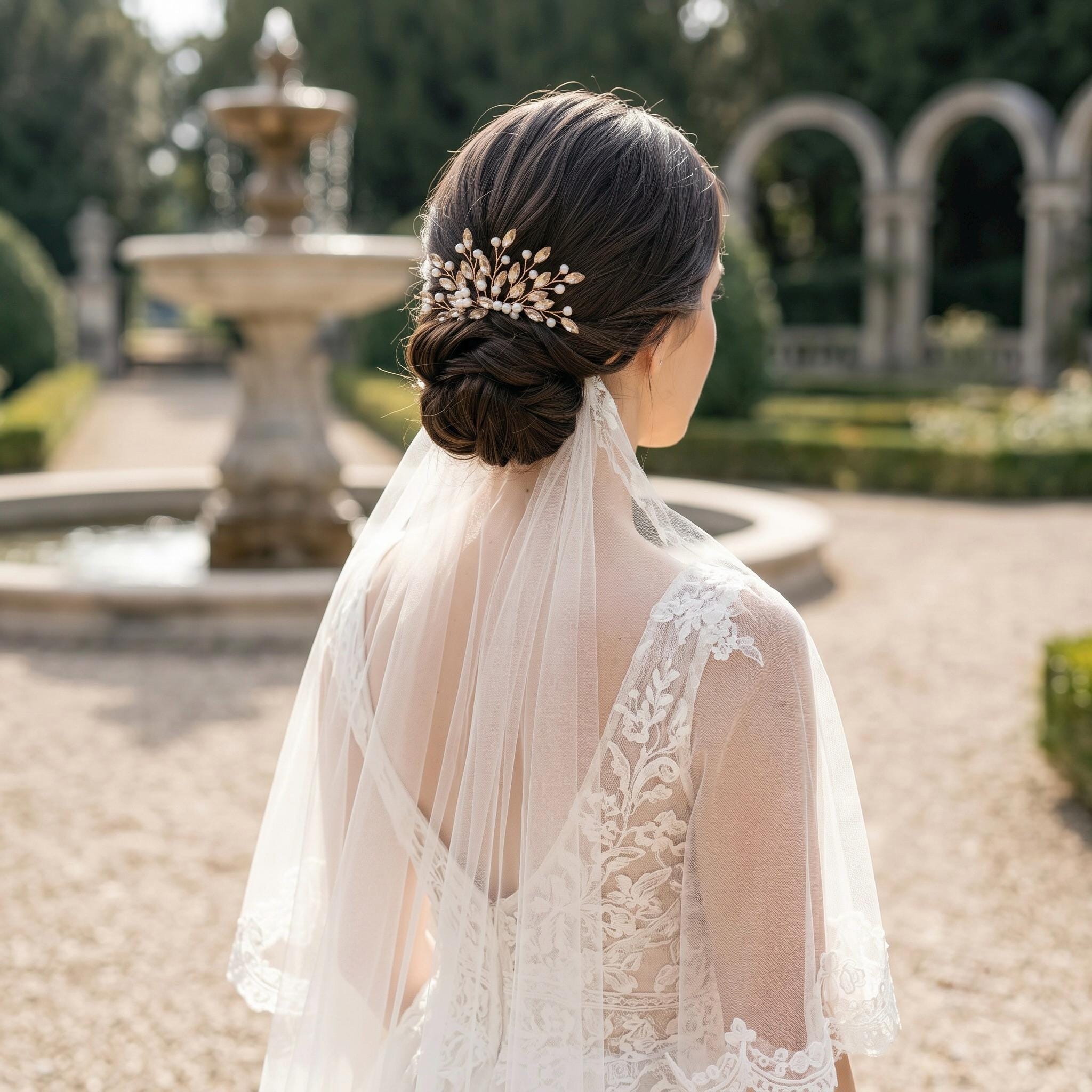 Eleganter Braut Haarkamm mit funkelnden Ziersteinen