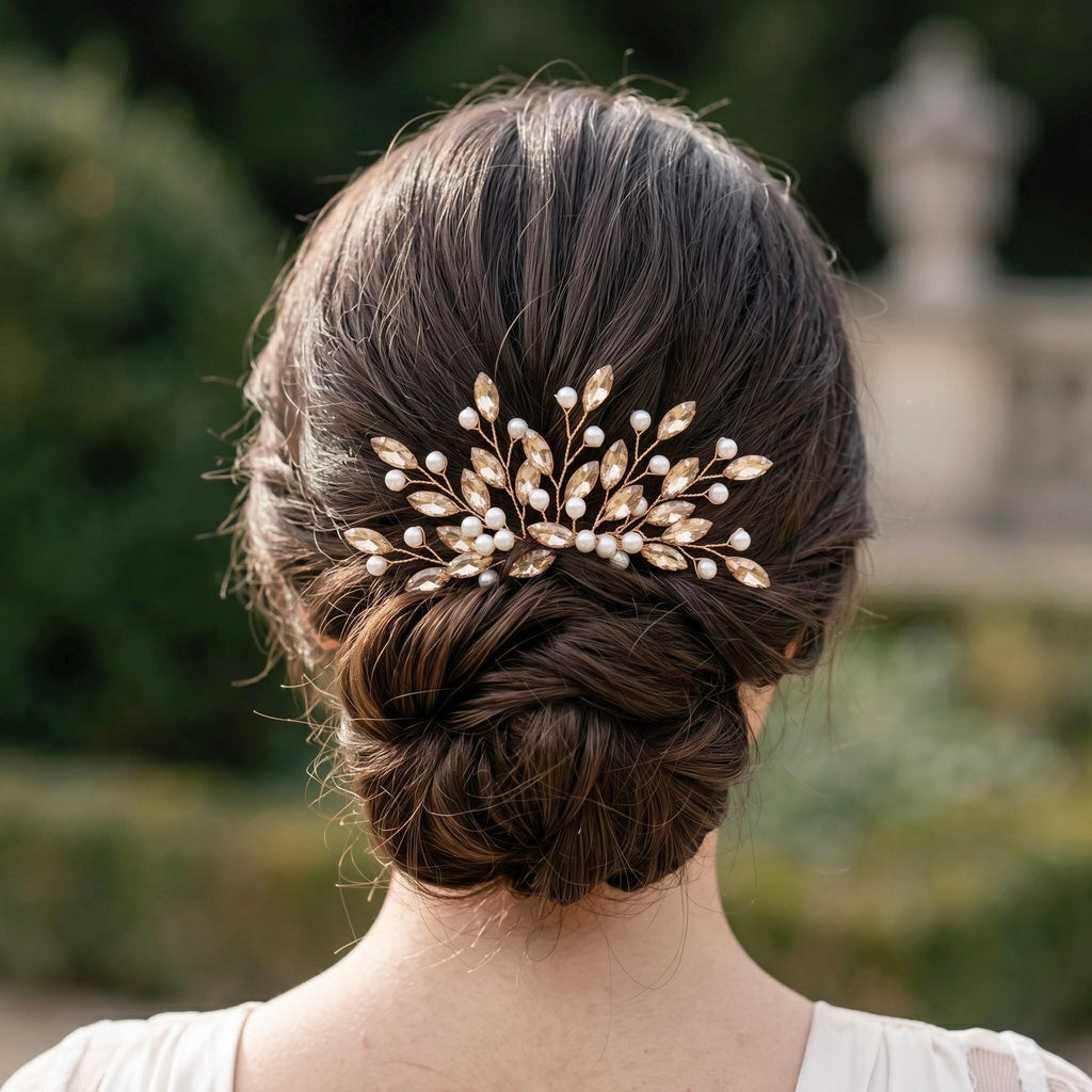 Eleganter Braut Haarkamm mit funkelnden Ziersteinen
