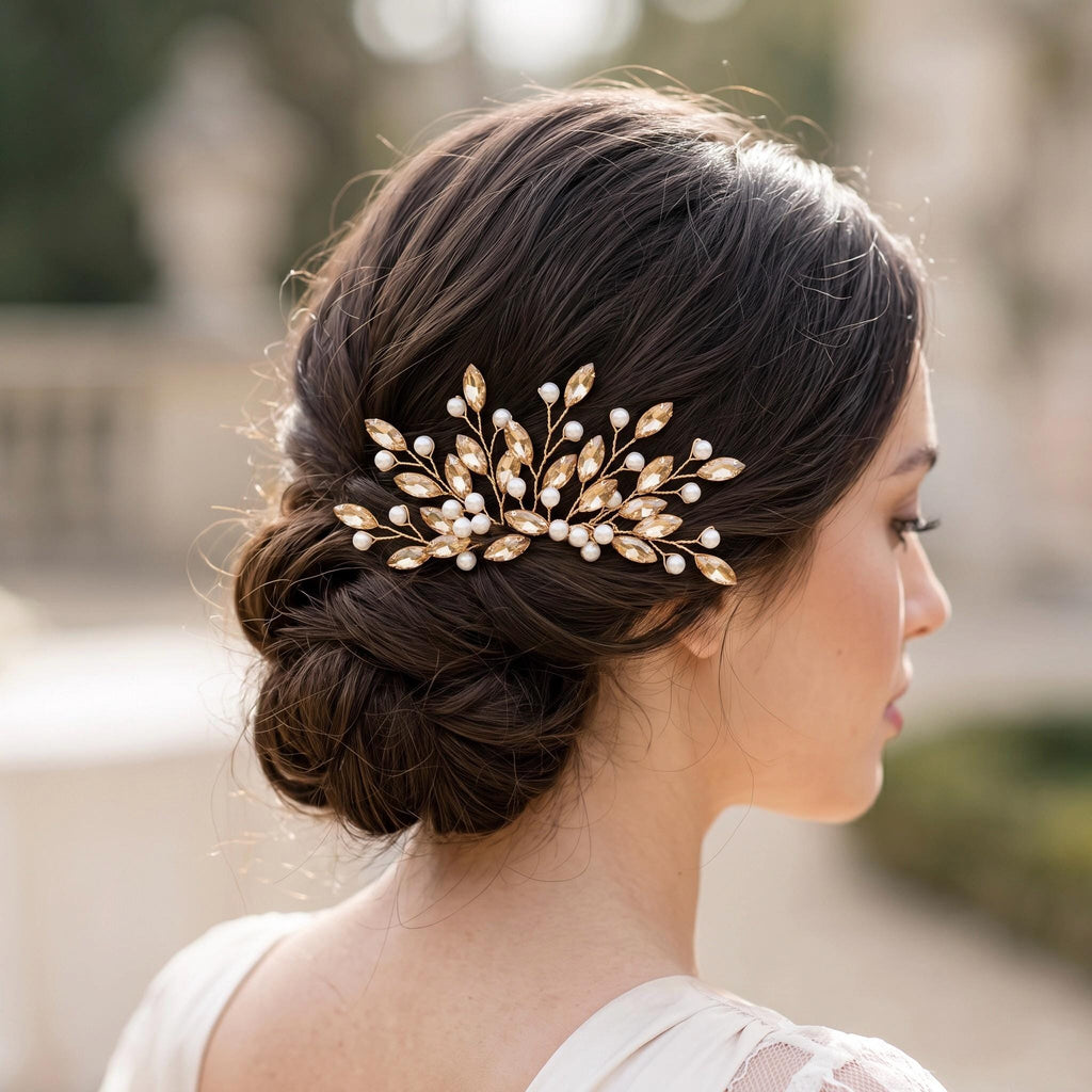 Eleganter Braut Haarkamm mit funkelnden Ziersteinen