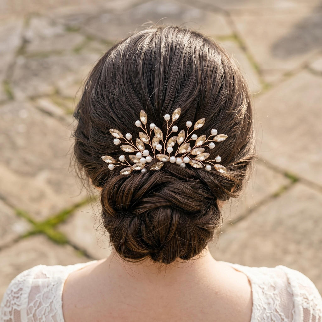 Eleganter Braut Haarkamm mit funkelnden Ziersteinen