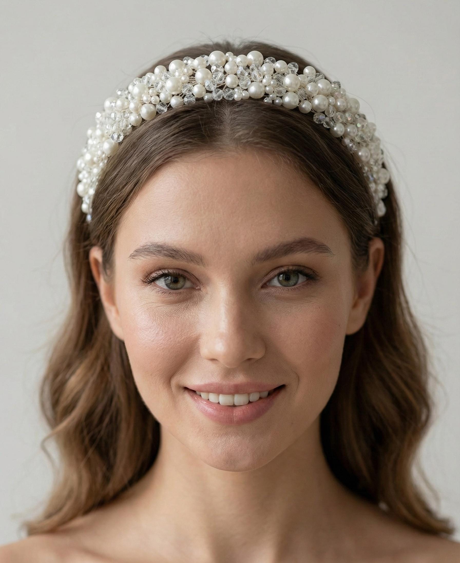 Braut Haarreif Perlen Draht Kristall Hochzeit Haarschmuck