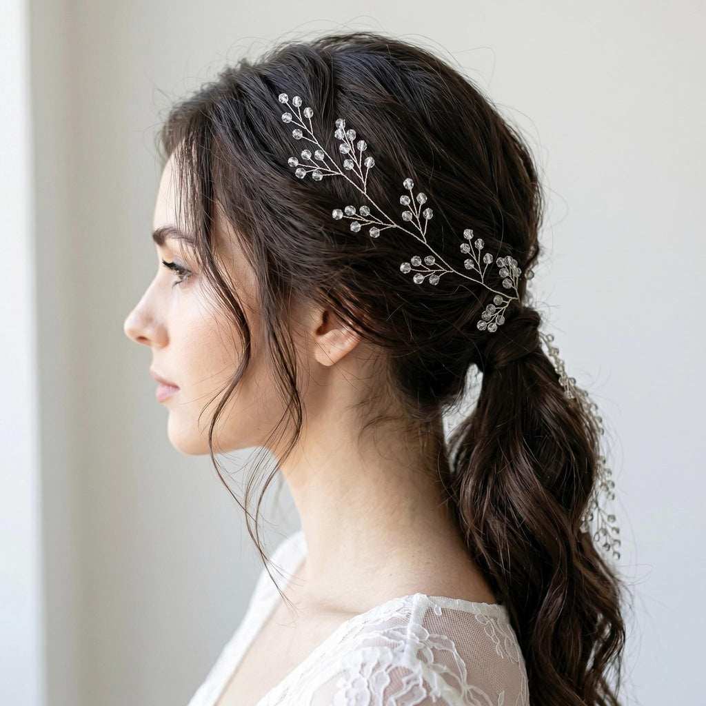 Klare Kristall Haarranke in Gold oder Silber für Bräute - AVYRAA BRIDAL
