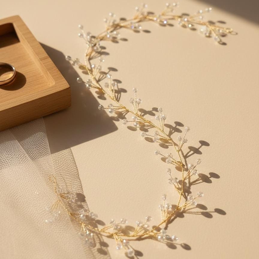 Kristall Hair Vine in Gold oder Silber für Bräute - AVYRAA BRIDAL