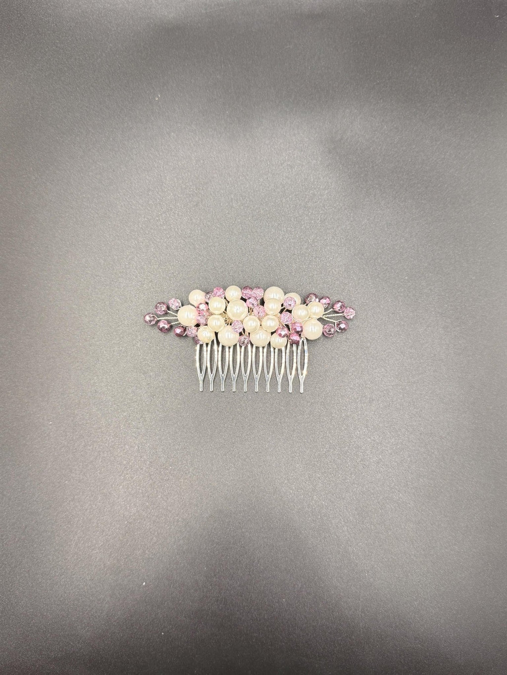 Lavendel Kristall Haarkamm Elfenbein Perlen Silber Braut Vintage Accessoire Romantisch Frisur Schmuck - AVYRAA BRIDAL
