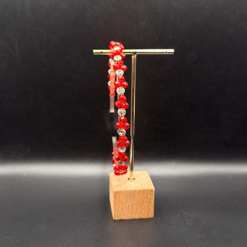 Leuchtend rotes Kristall - Haarband, Handgefertigte Kronen - Tiara in Hellrot mit strahlendem Glanz, Eleganter Metall - Haarreif - AVYRAA BRIDAL