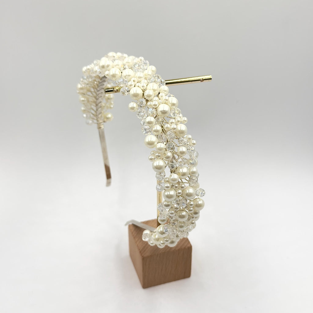 Luxus Braut Haarreif mit Ivory Perlen und Kristallen - AVYRAA BRIDAL
