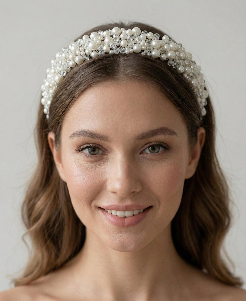 Luxus Braut Haarreif mit Ivory Perlen und Kristallen - AVYRAA BRIDAL