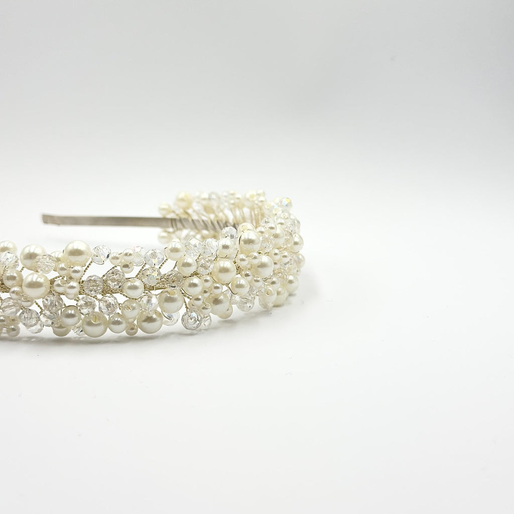 Luxus Braut Haarreif mit Ivory Perlen und Kristallen - AVYRAA BRIDAL