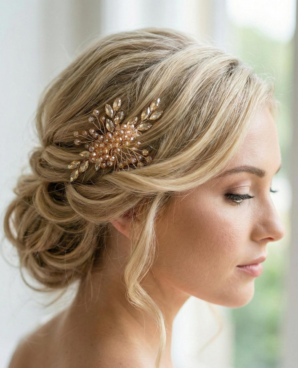 Minimalistischer Braut Haarkamm aus Kristallen – elegantes Accessoire für Hochzeiten - AVYRAA BRIDAL