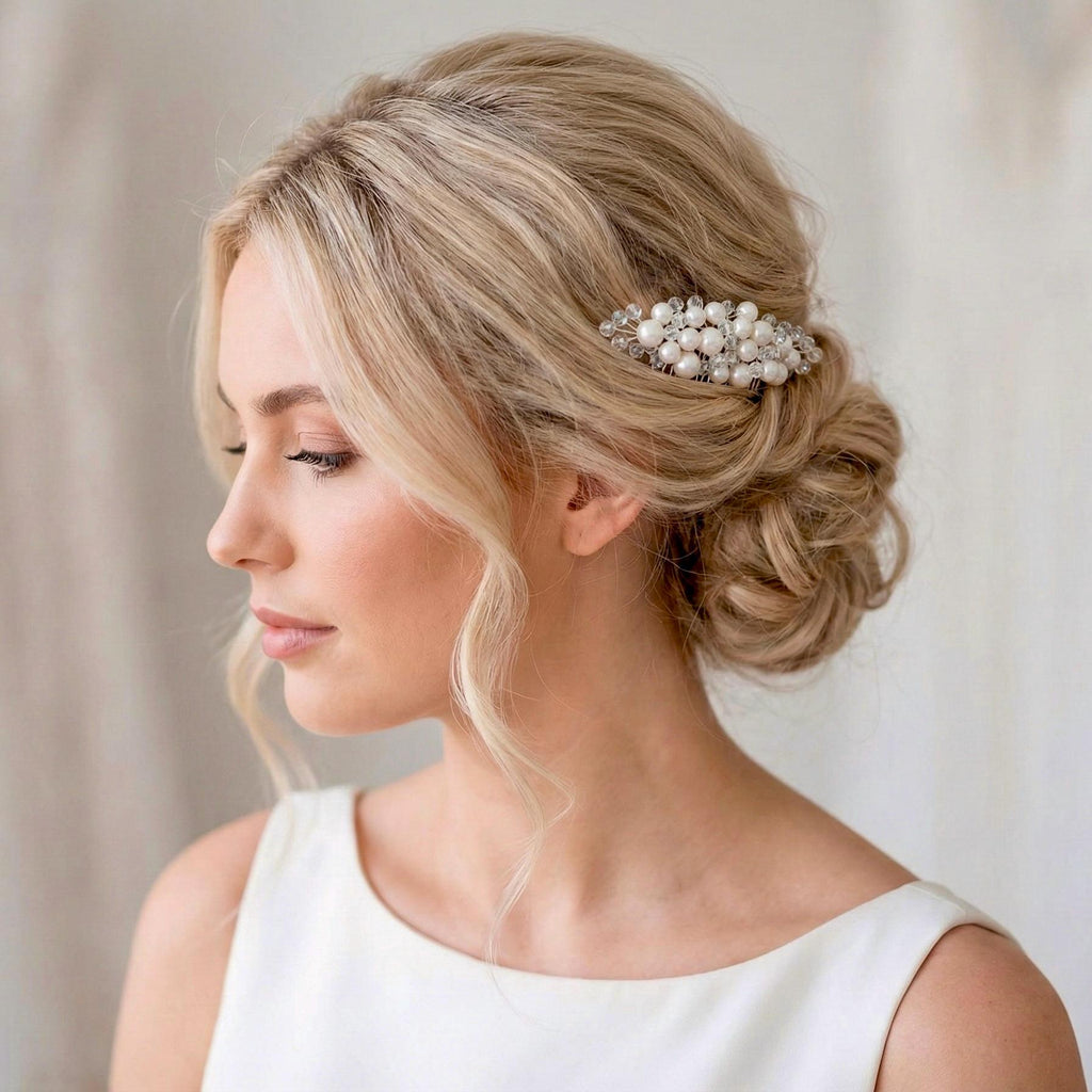 Perlen Braut Haarkamm in Gold oder Silber - AVYRAA BRIDAL