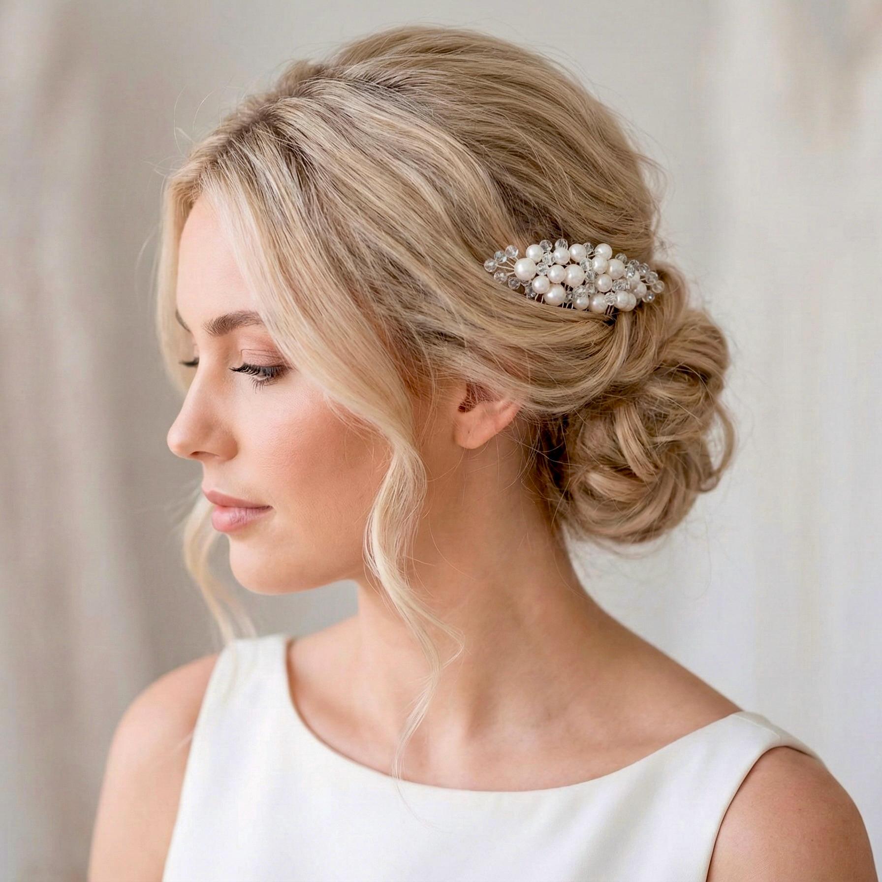 Perlen Braut Haarkamm in Gold oder Silber - AVYRAA BRIDAL