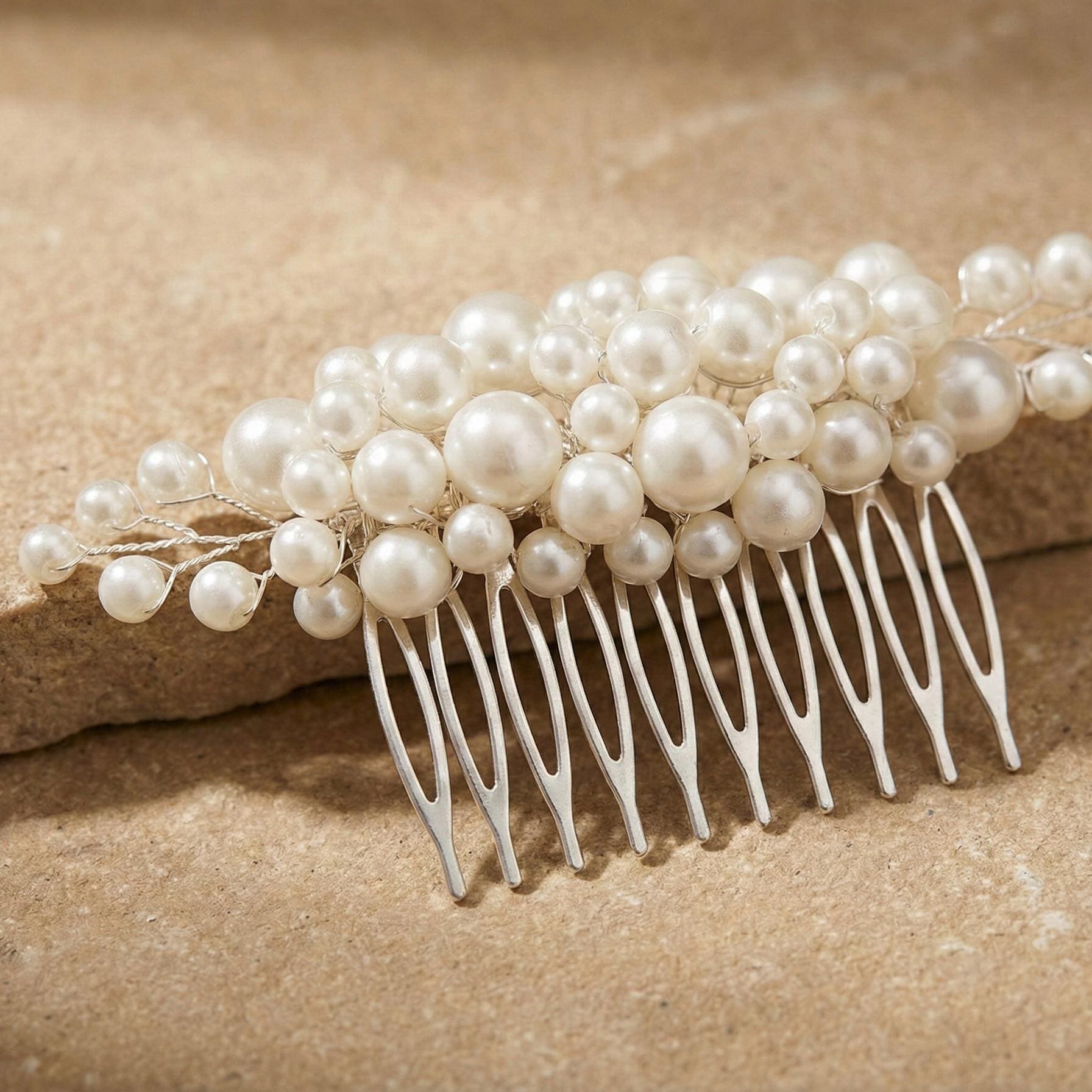 Perlen Braut Haarkamm in Gold oder Silber - AVYRAA BRIDAL