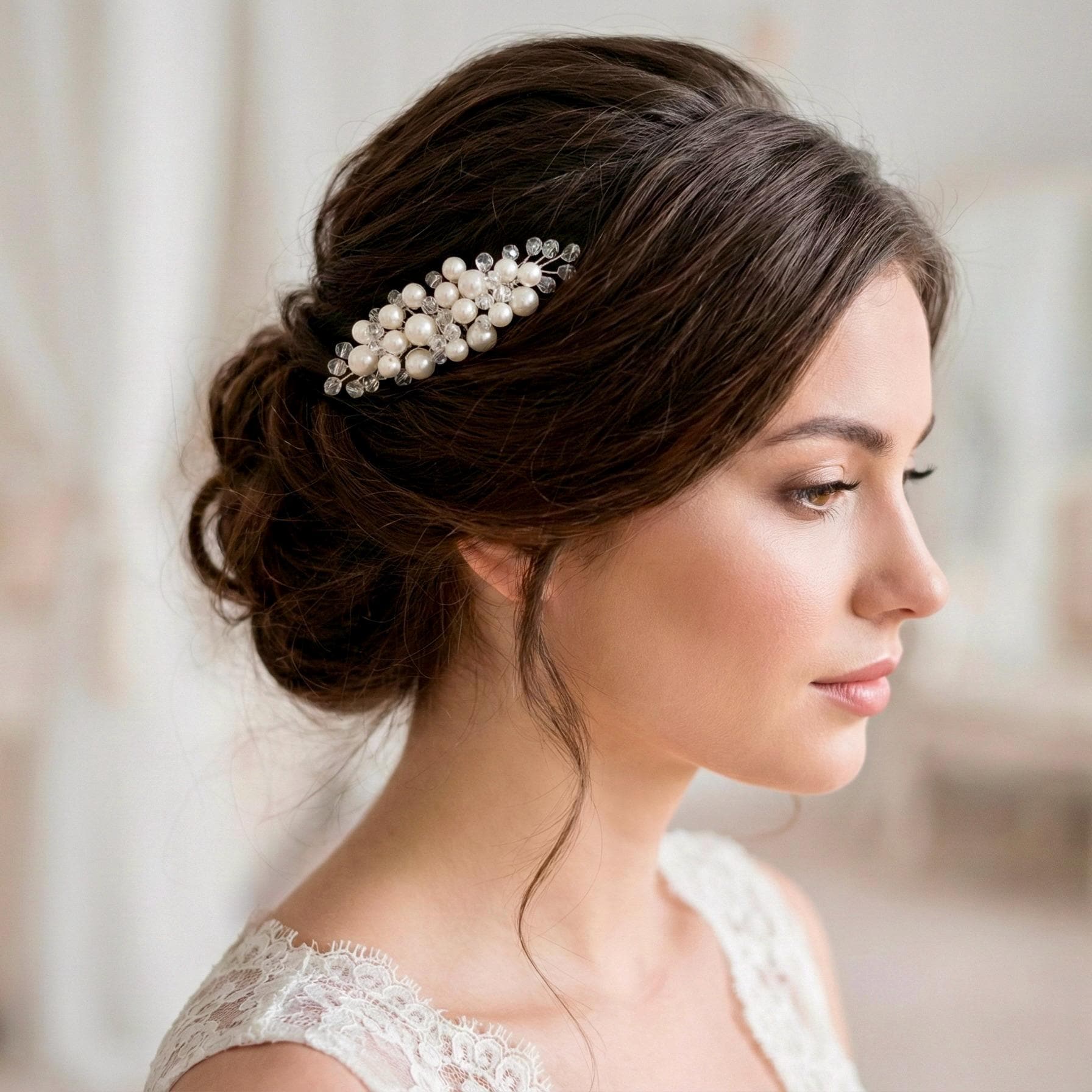 Perlen Braut Haarkamm in Gold oder Silber - AVYRAA BRIDAL