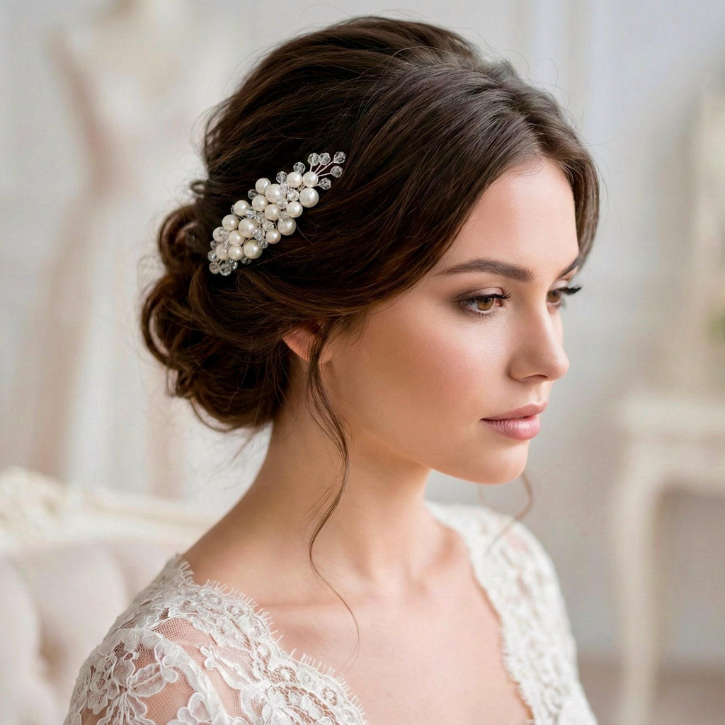 Perlen Braut Haarkamm in Gold oder Silber - AVYRAA BRIDAL
