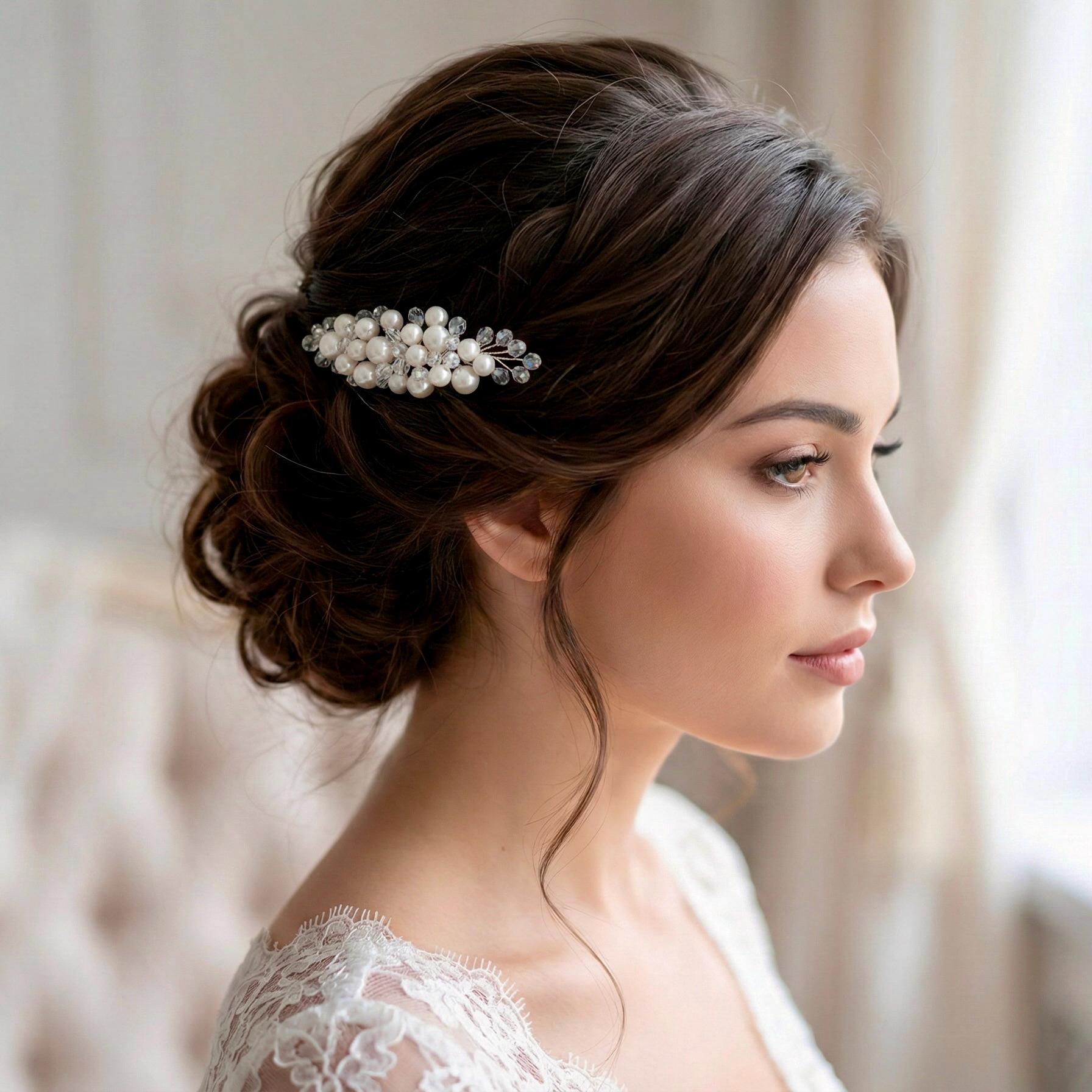 Perlen Braut Haarkamm in Gold oder Silber - AVYRAA BRIDAL